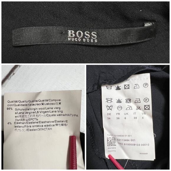 HUGO BOSS Tulia Virgin Wool Flare Leg Trousers SIZE 4 Black Dress Pants - Picture 4 of 13